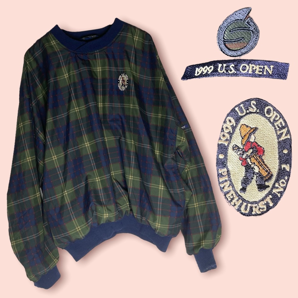 Vintage 1999 US Open Plaid Sweatshirt Windbreaker Sz XL - Picture 1 of 12
